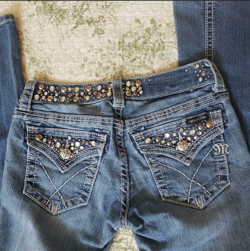 MISS ME JEANS Boot Cut Bejeweled Studded Size 26 - Picture 3 of 8